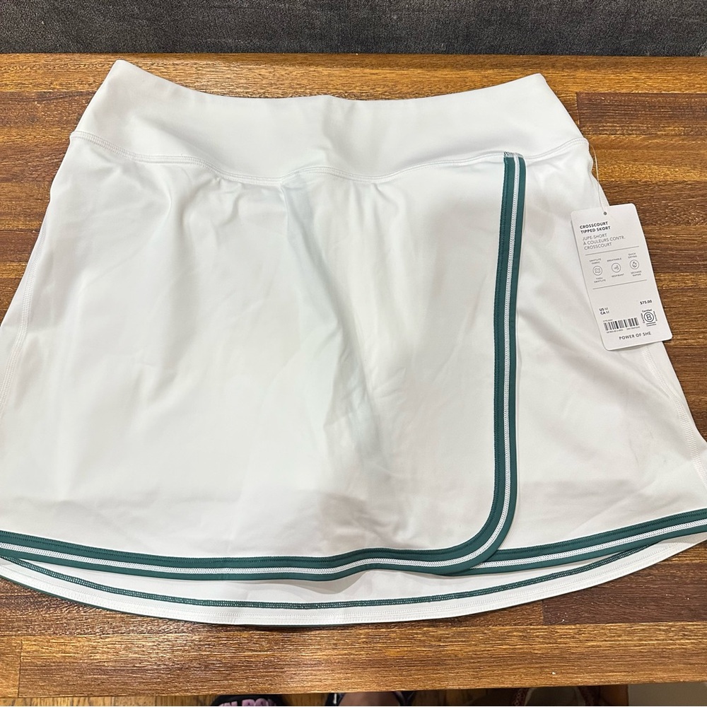 Athleta Tennis White Skirt with Green Trim